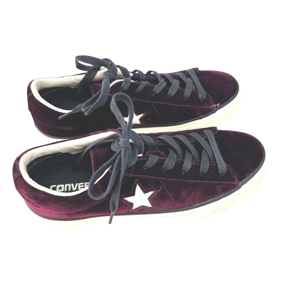 Converse One Star Platform Velvet Low Top Sneakers Maroon Burgundy Women's US 7 - Picture 1 of 8